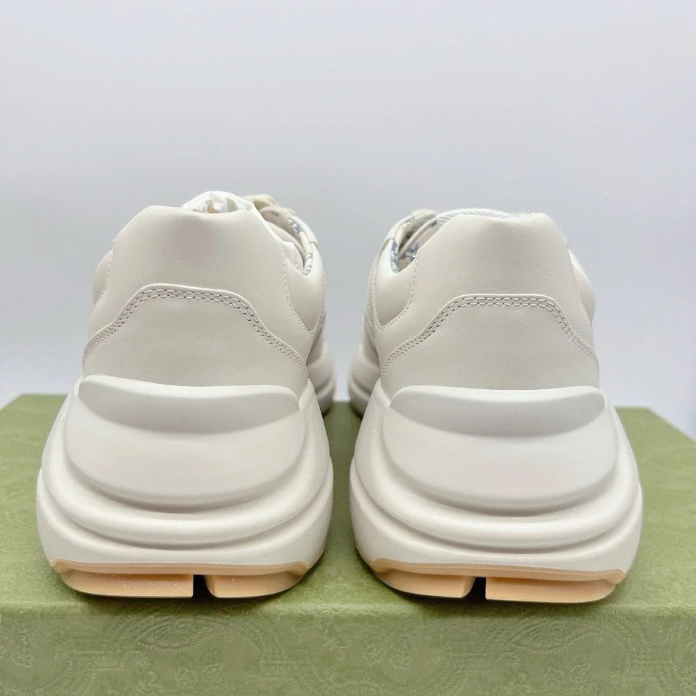 Gucci Rhyton Platform Calfskin Glitter Logo Womens Sneakers Mystic White EU 41 - Picture 9 of 16